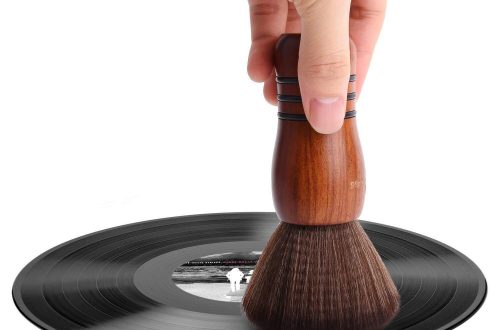 Cleaning vinyl records with a soft brush